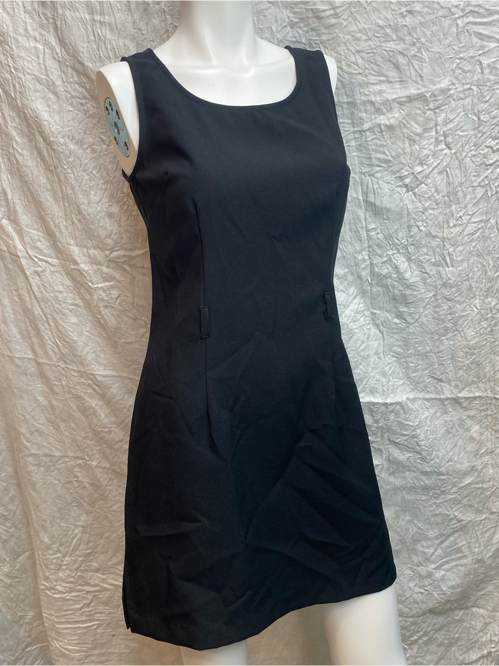 Vintage 90s Vintage Blue Classic Black Sleeveless Shift Dress